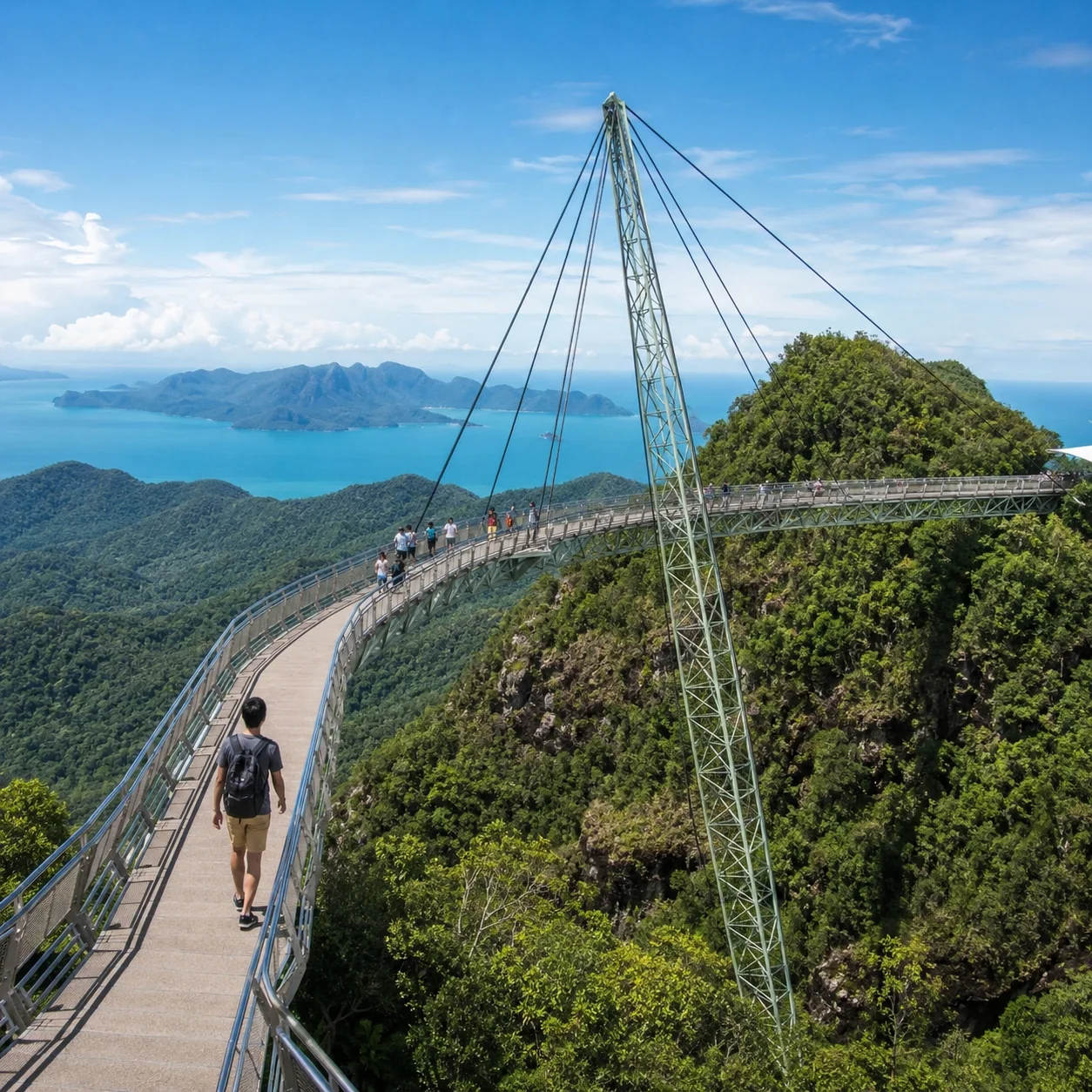 Langkawi Sky Bridge above rainforest and turquoise sea